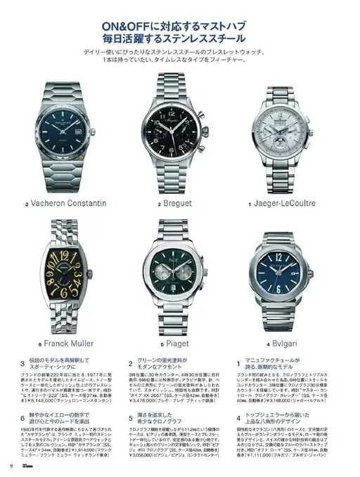 25ans 2026年02月号 适合日常佩戴的不锈钢表带腕表。
通勤休闲两相宜的必备款
每天都派
