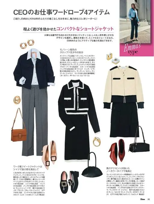 25ans 2026年03月号 CEO 的工作衣橱，介绍 4 件单品。以 EMMA 和 KINA