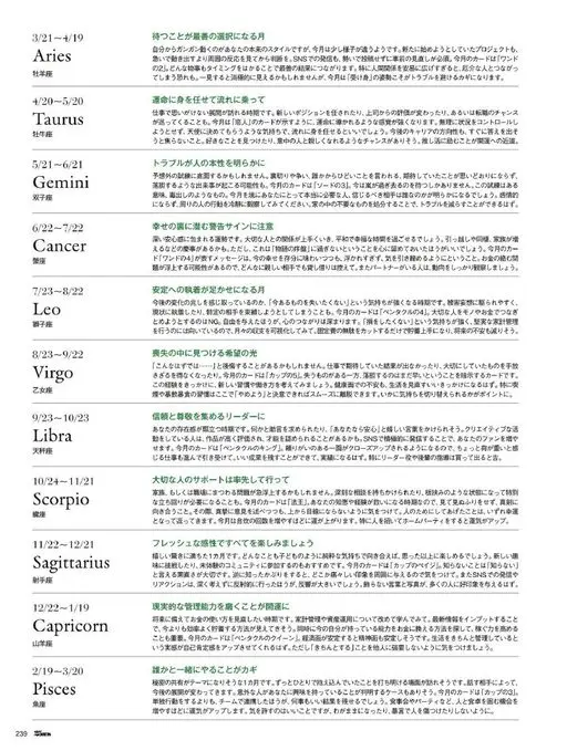 25ans 2026年03月号 3/21~4/19
等待才是最佳选择的月份
主动出击、雷厉风行本