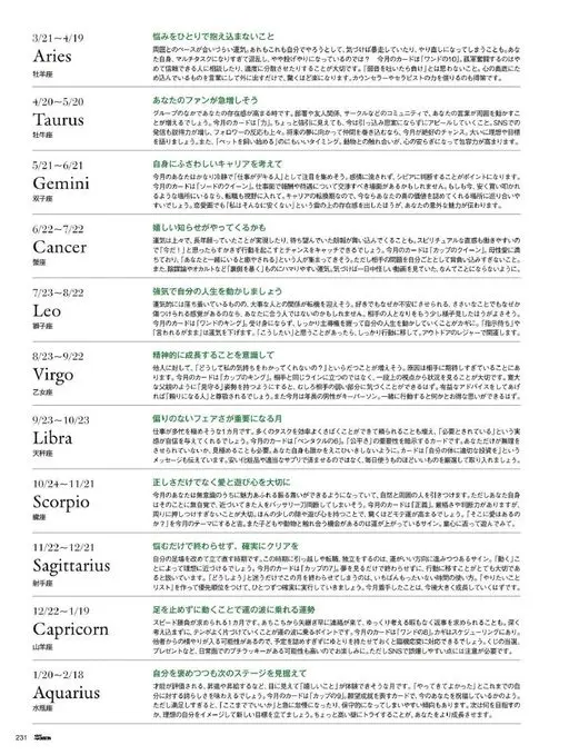 25ans 2026年04月号 3/21~4/19
不要一个人把所有烦恼都扛下来
这段时间的运势